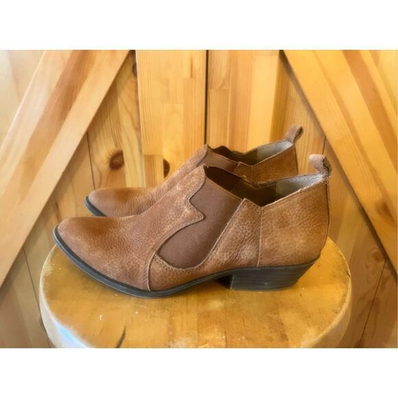 Lucky Brand Shoes - Lucky Brand Suede Leather Booties Boots Womens Size 6.5M Brown Tan Euc